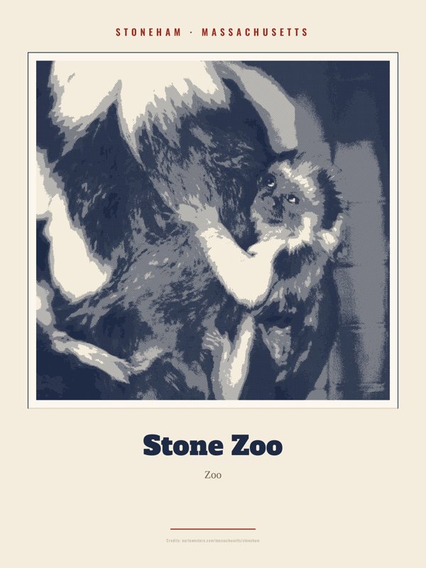 Stoneham Stone Zoo Landmark Print artwork detail