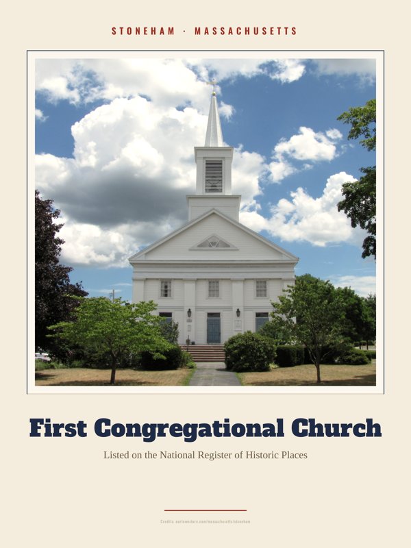 Stoneham First Congregational Church Landmark Print artwork detail