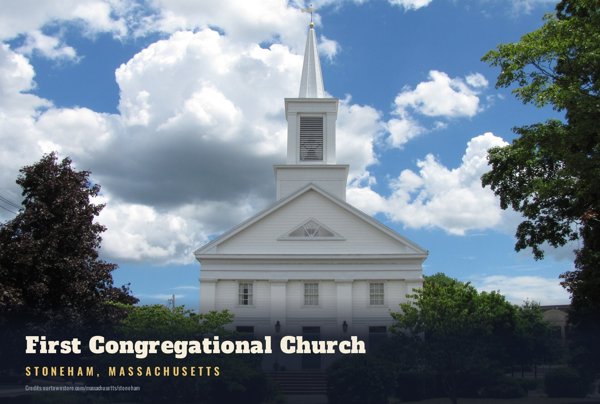 Stoneham First Congregational Church Postcard artwork detail