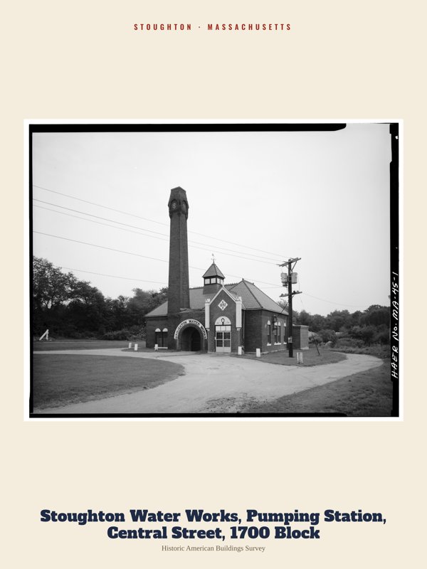Stoughton Stoughton Water Works, Pumping Station, Central Street, 1700 Block Archive Print artwork detail