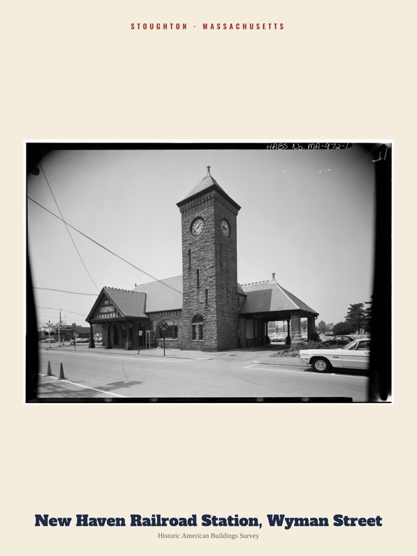 Stoughton New Haven Railroad Station, Wyman Street Archive Print artwork detail