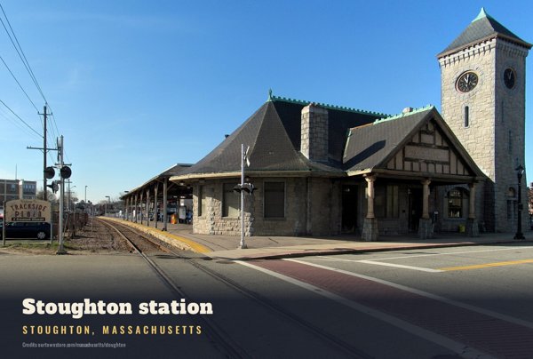 Stoughton Stoughton station Postcard artwork detail