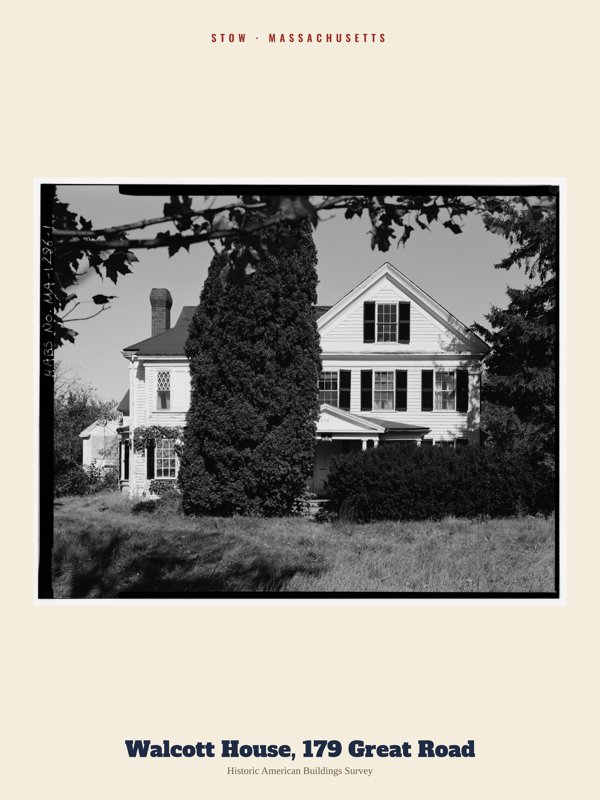 Stow Walcott House, 179 Great Road Archive Print artwork detail
