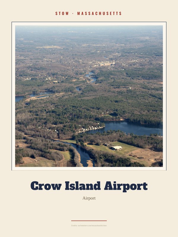 Stow Crow Island Airport Landmark Print artwork detail