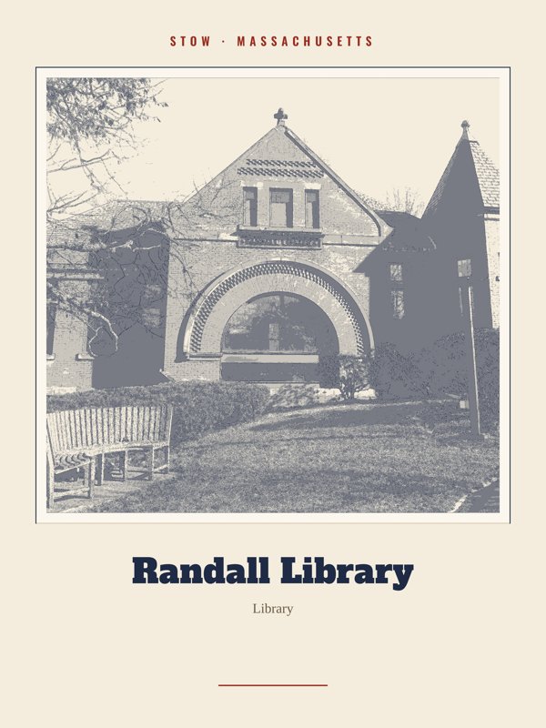 Stow Randall Library Landmark Print artwork detail