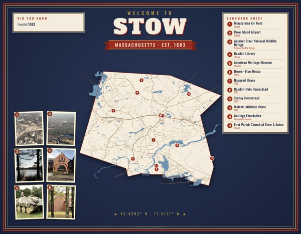 Stow Map Placemat artwork detail