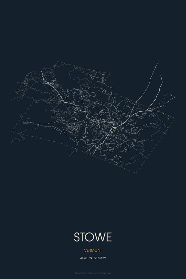 Stowe Map Throw Pillow artwork detail