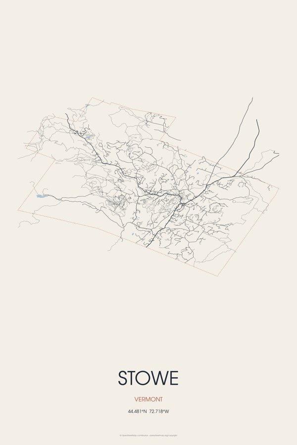 Stowe Street Map Poster · Linen artwork detail