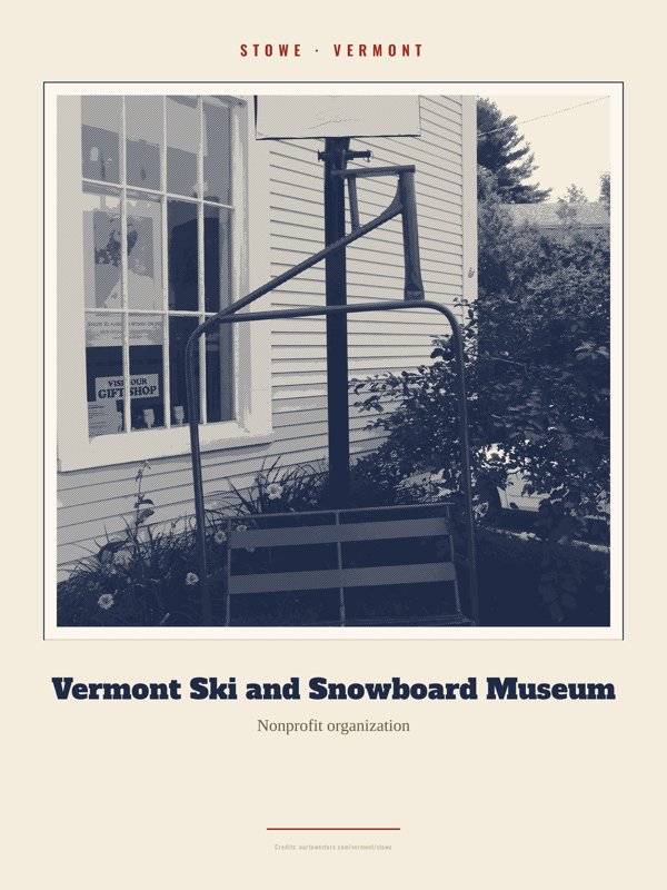 Stowe Vermont Ski and Snowboard Museum Landmark Print artwork detail
