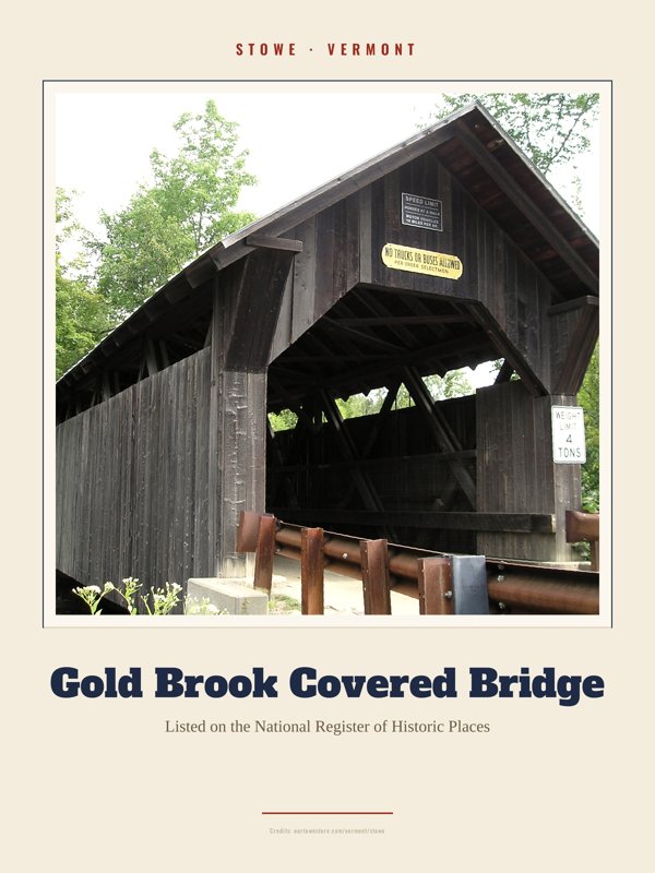 Stowe Gold Brook Covered Bridge Landmark Print artwork detail