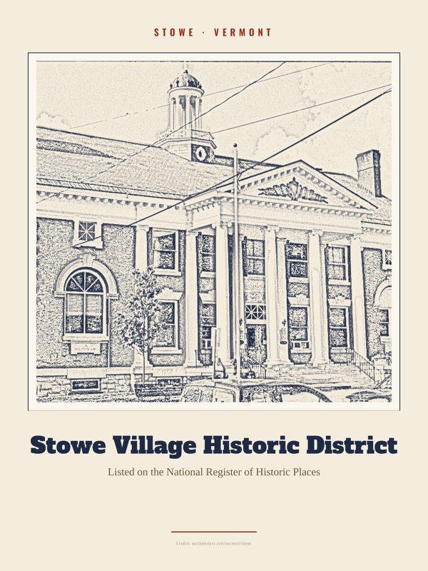 Stowe Stowe Village Historic District Landmark Print artwork detail
