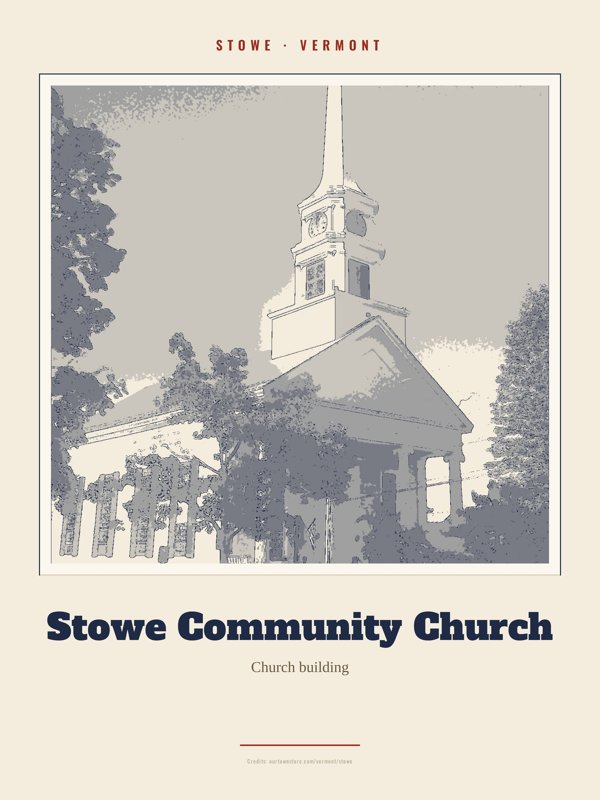 Stowe Stowe Community Church Landmark Print artwork detail