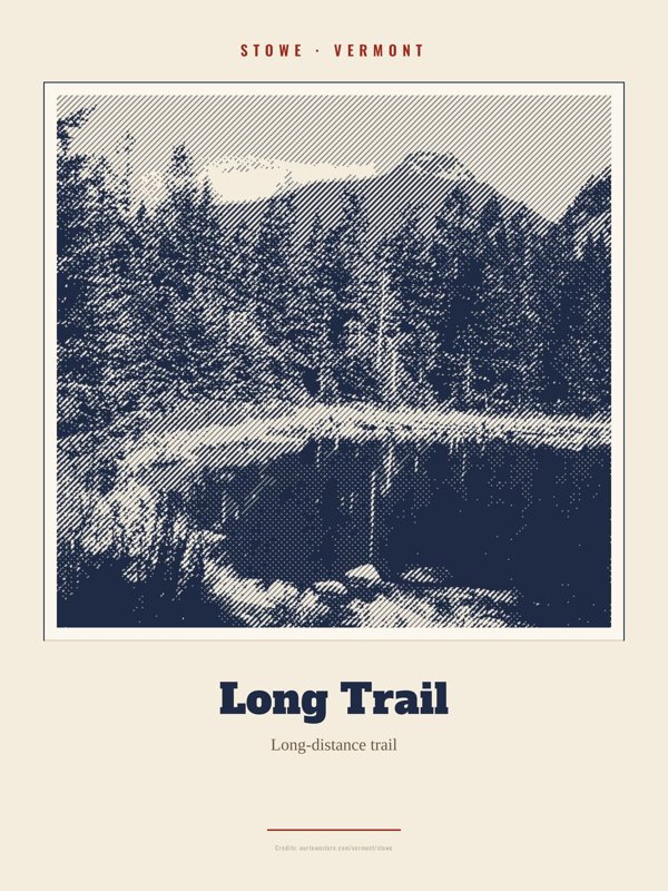 Stowe Long Trail Landmark Print artwork detail