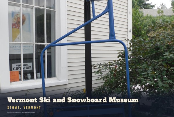 Stowe Vermont Ski and Snowboard Museum Postcard artwork detail