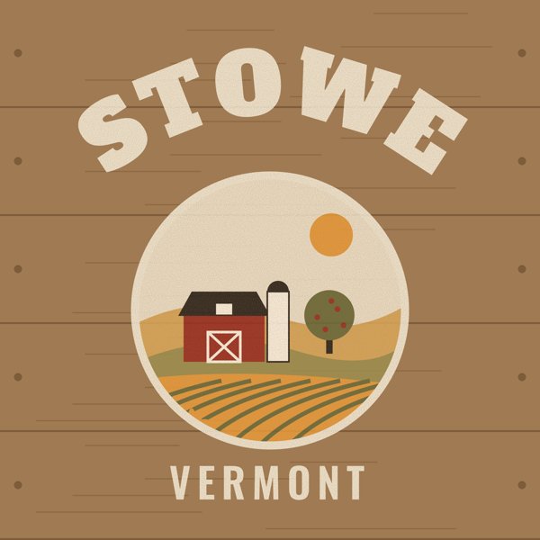 Stowe Hometown Wood Sign artwork detail