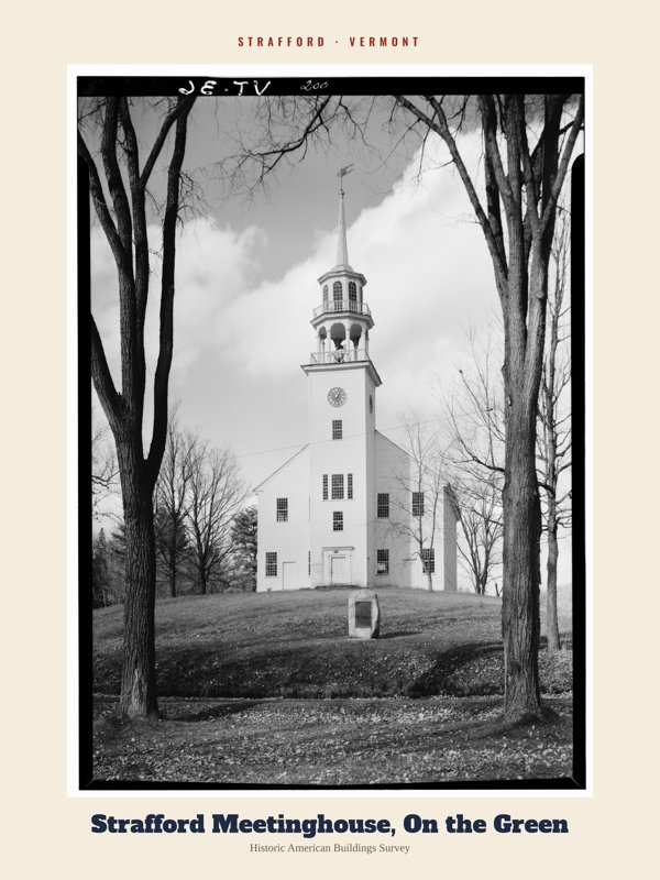 Strafford Strafford Meetinghouse, On the Green Archive Print artwork detail