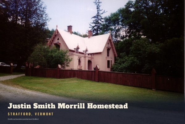 Strafford Justin Smith Morrill Homestead Postcard artwork detail