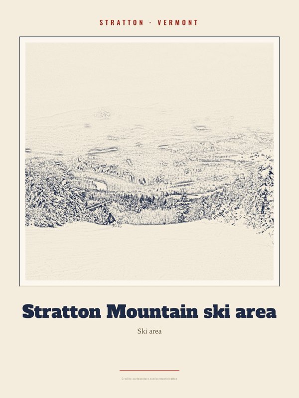 Stratton Stratton Mountain ski area Landmark Print artwork detail