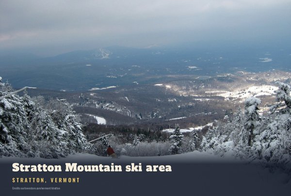 Stratton Stratton Mountain ski area Postcard artwork detail