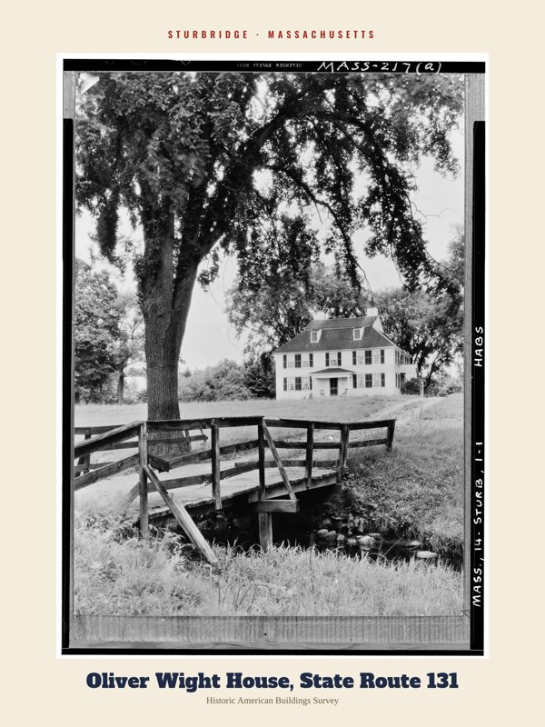 Sturbridge Oliver Wight House, State Route 131 Archive Print artwork detail