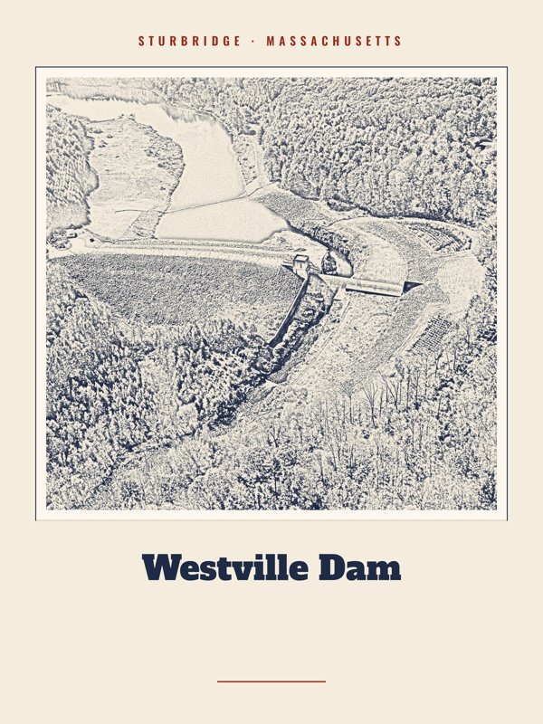 Sturbridge Westville Dam Landmark Print artwork detail