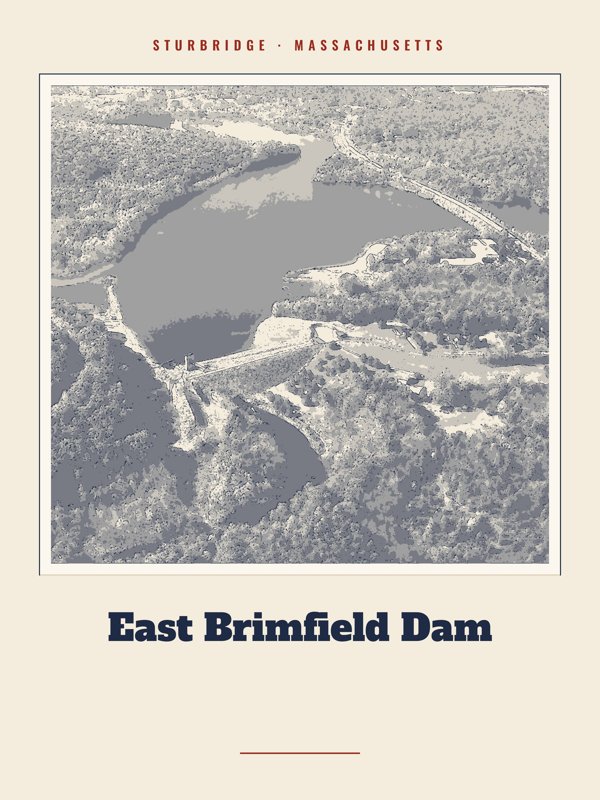 Sturbridge East Brimfield Dam Landmark Print artwork detail