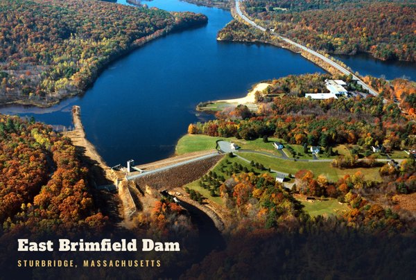 Sturbridge East Brimfield Dam Postcard artwork detail