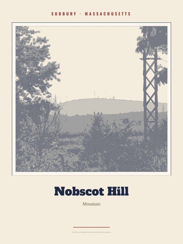 Sudbury Nobscot Hill Landmark Print artwork detail