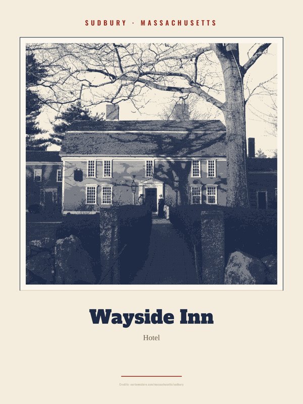 Sudbury Wayside Inn Landmark Print artwork detail