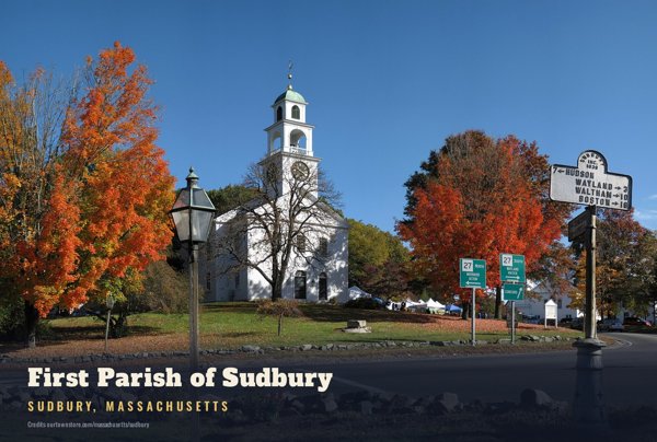 Sudbury First Parish of Sudbury Postcard artwork detail