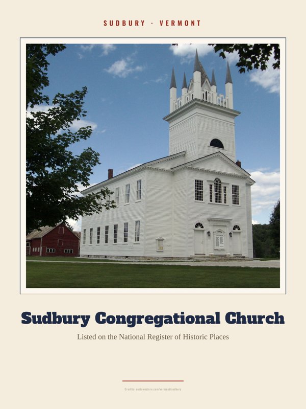 Sudbury Sudbury Congregational Church Landmark Print artwork detail