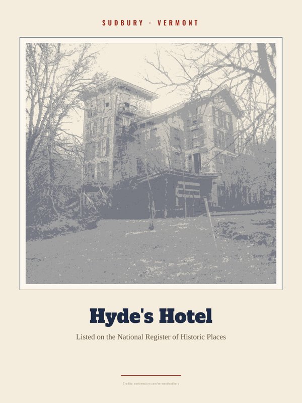 Sudbury Hyde's Hotel Landmark Print artwork detail