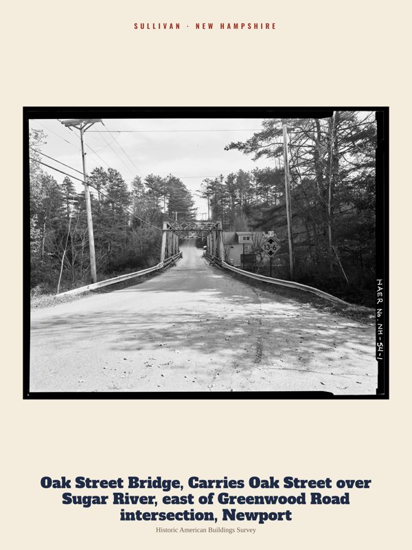Sullivan Oak Street Bridge, Carries Oak Street over Sugar River, east of Greenwood Road intersection, Newport Archive Print artwork detail