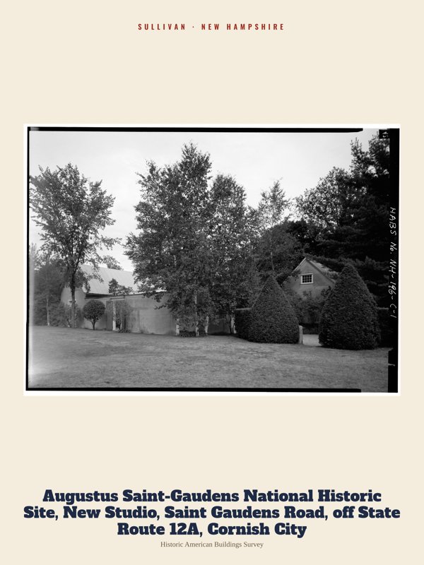 Sullivan Augustus Saint-Gaudens National Historic Site, New Studio, Saint Gaudens Road, off State Route 12A, Cornish City Archive Print artwork detail
