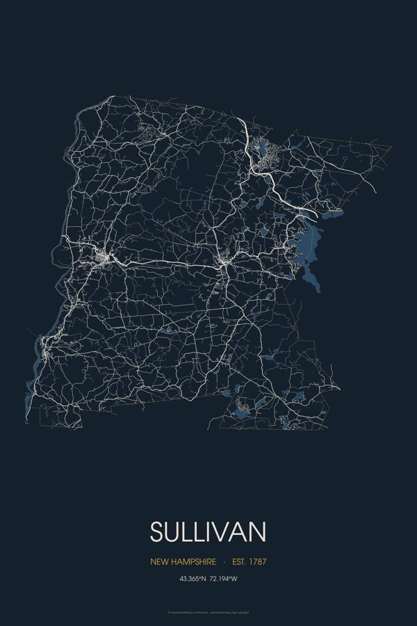 Sullivan Street Map Poster · Midnight artwork detail
