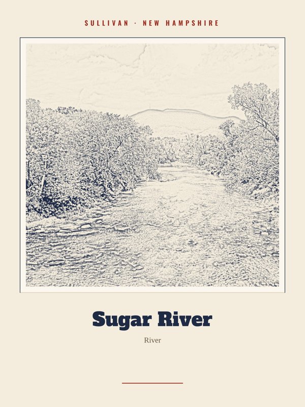 Sullivan Sugar River Landmark Print artwork detail