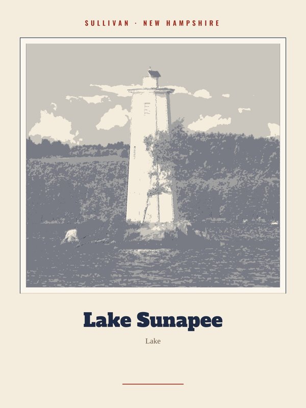 Sullivan Lake Sunapee Landmark Print artwork detail