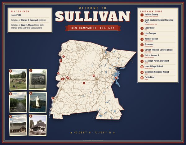 Sullivan Map Placemat artwork detail