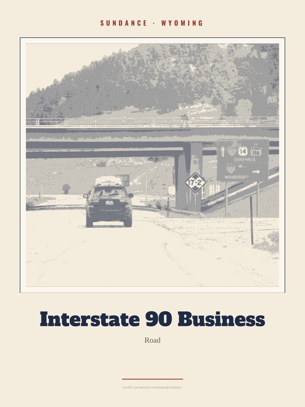 Sundance Interstate 90 Business Landmark Print artwork detail