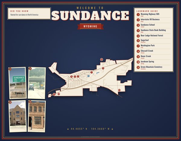 Sundance Map Placemat artwork detail