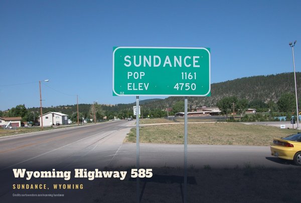 Sundance Wyoming Highway 585 Postcard artwork detail