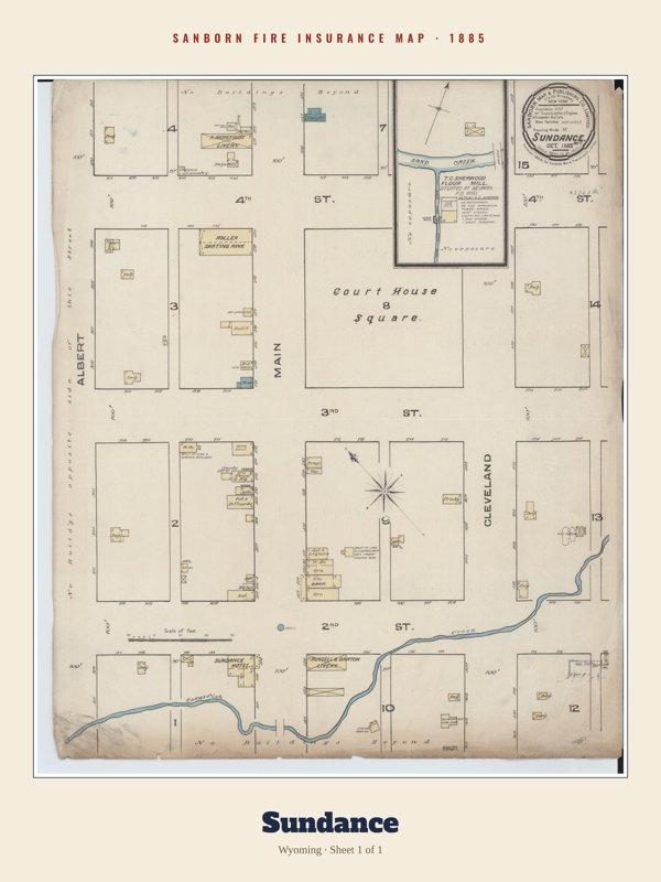 Sundance Sanborn Map Print artwork detail