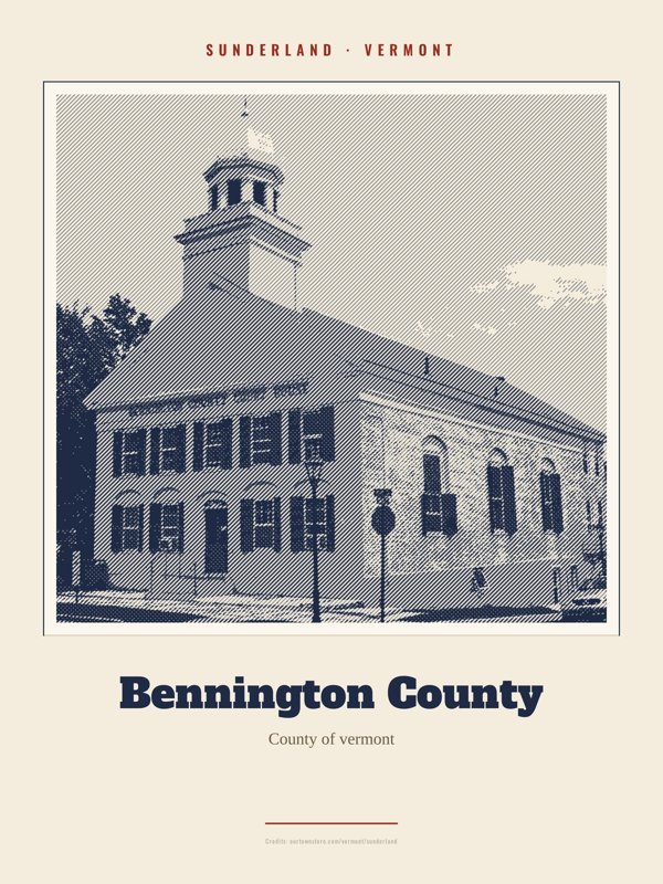 Sunderland Bennington County Landmark Print artwork detail