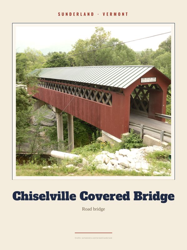 Sunderland Chiselville Covered Bridge Landmark Print artwork detail