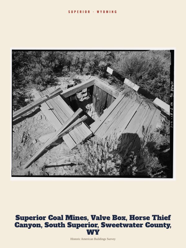Superior Superior Coal Mines, Valve Box, Horse Thief Canyon, South Superior, Sweetwater County, WY Archive Print artwork detail