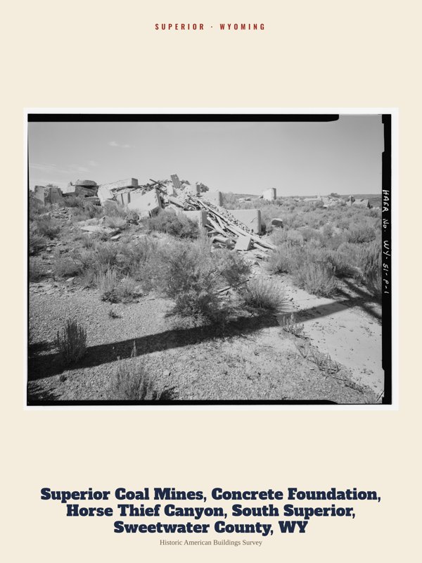 Superior Superior Coal Mines, Concrete Foundation, Horse Thief Canyon, South Superior, Sweetwater County, WY Archive Print artwork detail
