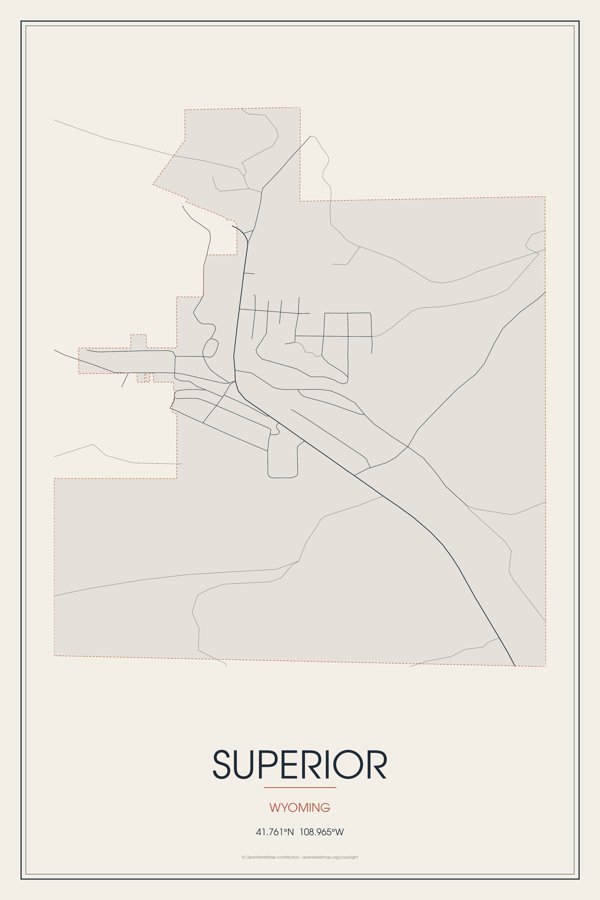 Superior Street Map Poster · Linen artwork detail