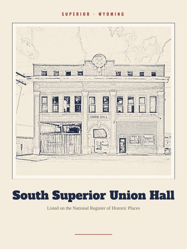 Superior South Superior Union Hall Landmark Print artwork detail
