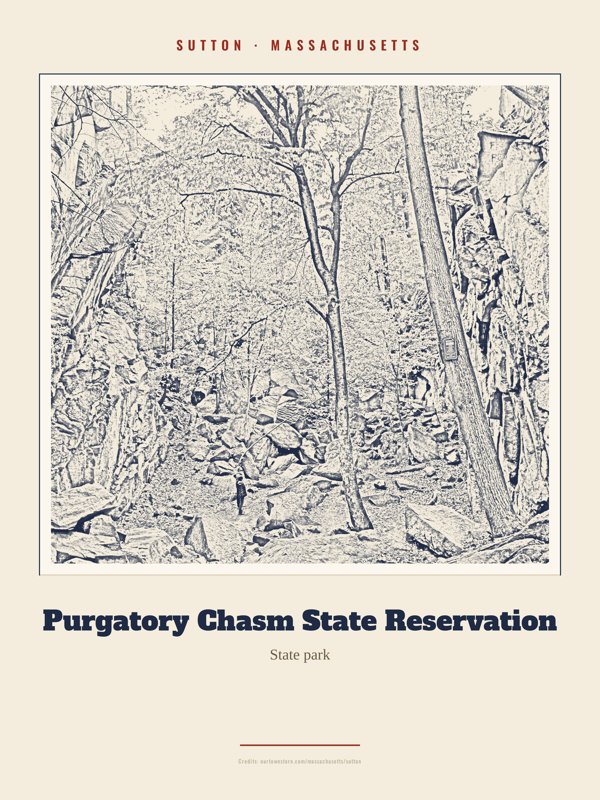 Sutton Purgatory Chasm State Reservation Landmark Print artwork detail