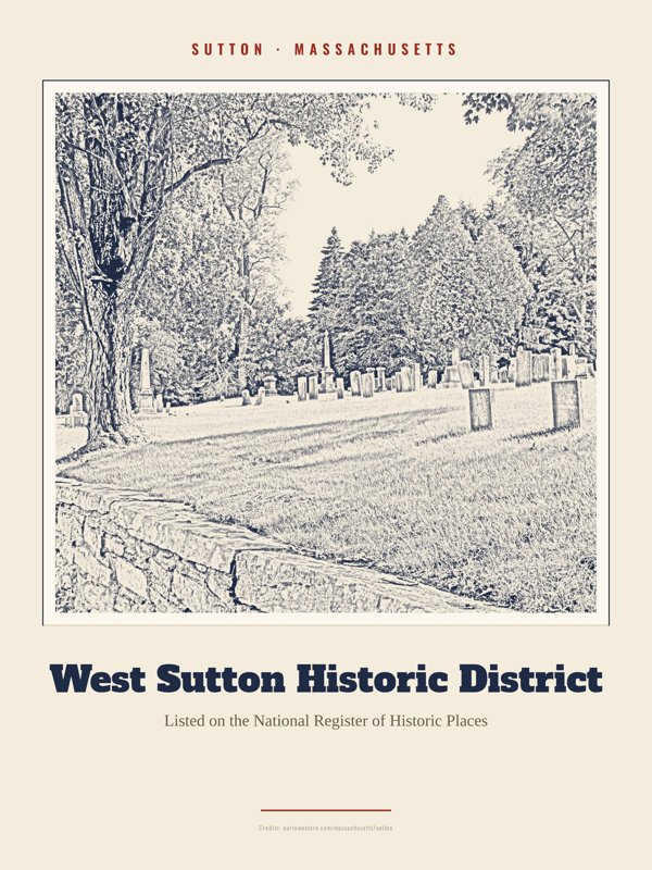 Sutton West Sutton Historic District Landmark Print artwork detail